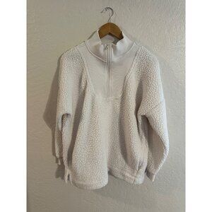 Aerie Dream Sherpa Oversized White Quarter Zip Cozy Active Pullover Sweater